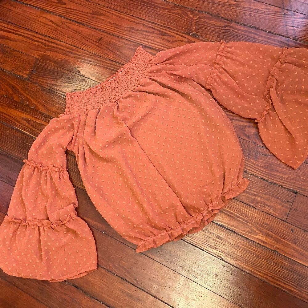 Super Cute Cropped Top Large with Overlay Rust